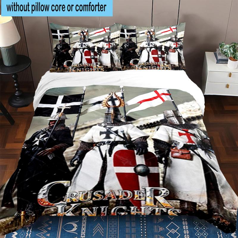 3PCS Knightly Crusader Armor 3pcs Bedding,Including 3PCS Duvet Cover And 2pcs Pillowcases Perfect for Christmas,Ideal for Bedroom, Dormitory