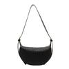 Women's Daily Shoulder Bag Simple Weaving New Moon Female Solid Color Fashion Crossbody Bag Leisure Commuter Bag