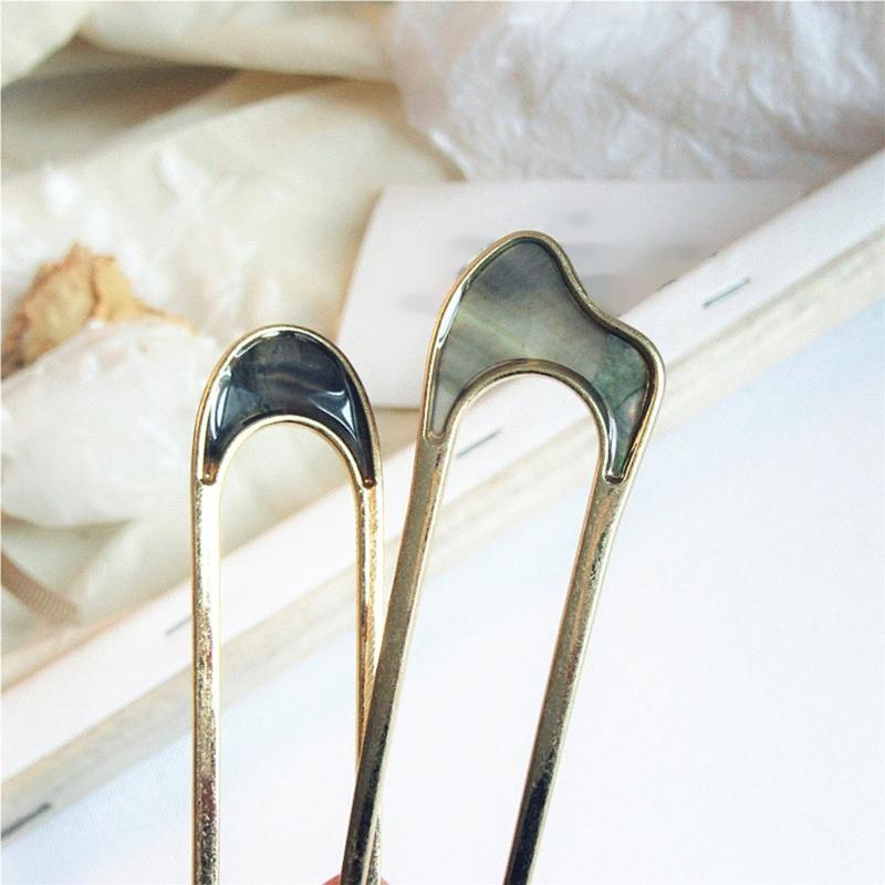 Set aus 2 eleganten U-förmigen Metallhaargabeln, elegante Damen Chignon Haarnadel Spange Haarnadel für Partys und formelle Veranstaltungen