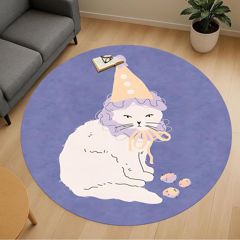 

1pc cat party hat Round Chair mat Area Rug - Non-Slip, Floor Mat for Office, Bedroom, and Indoor Decor c1125094 80cm by 80cm