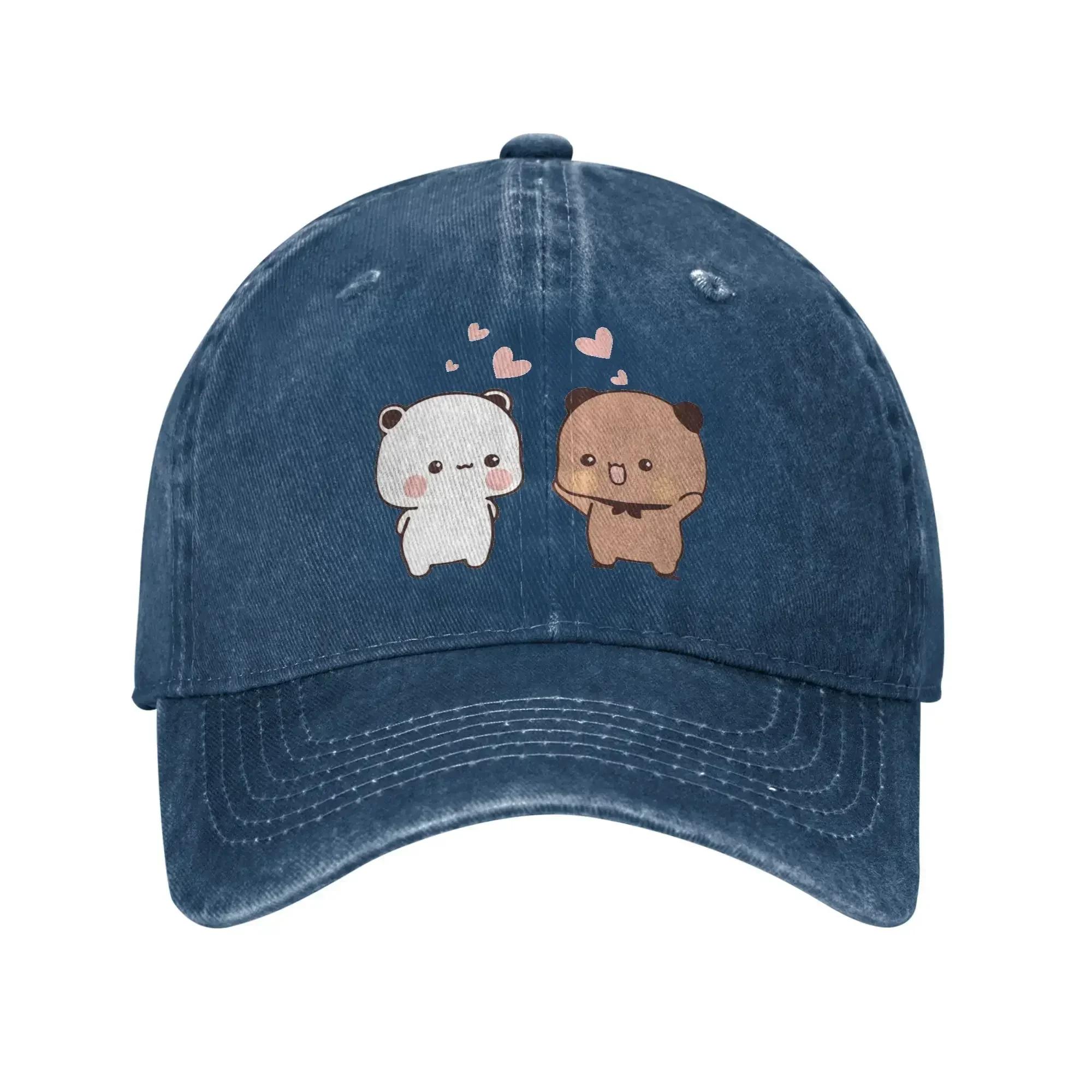 

Bear Panda Bubu Dudu Love Sun Baseball Cap Vintage Unisex WoUnisex Washed Trucker Hat High Quality Design Hunting Baseball Cap Gift One Size