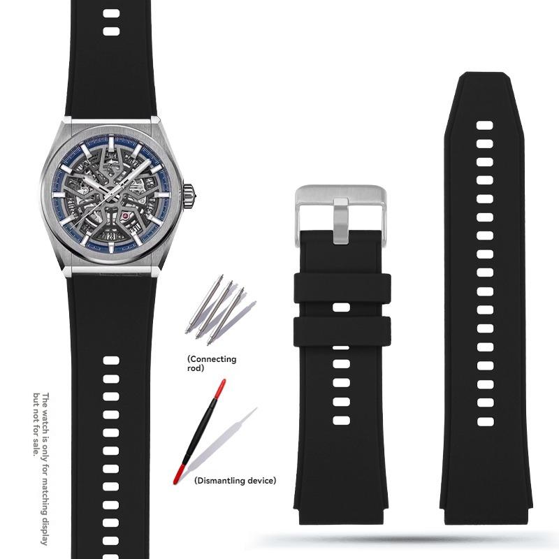 

Для механічного годинника Zenith Серія DEFY М який рельєфний силіконовий ремінець для годинника Чоловічий 95.9000.670 Браслет 25x22мм Гумовий зап ястний ремінець 25x22mm