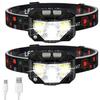Mini USB Rechargeable LED Sensor Headlamp with Red Light for Night Running and Fishing