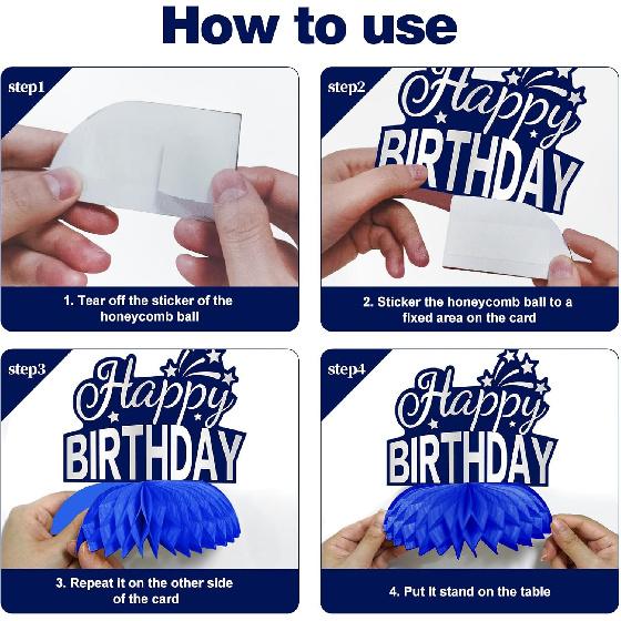 11Pcs Happy Birthday Decorations Kit for Men, Blue Sliver Happy Birthday Banner, Awesome Since Glitter Banner Party Supplies, Bday Decor Centerpieces