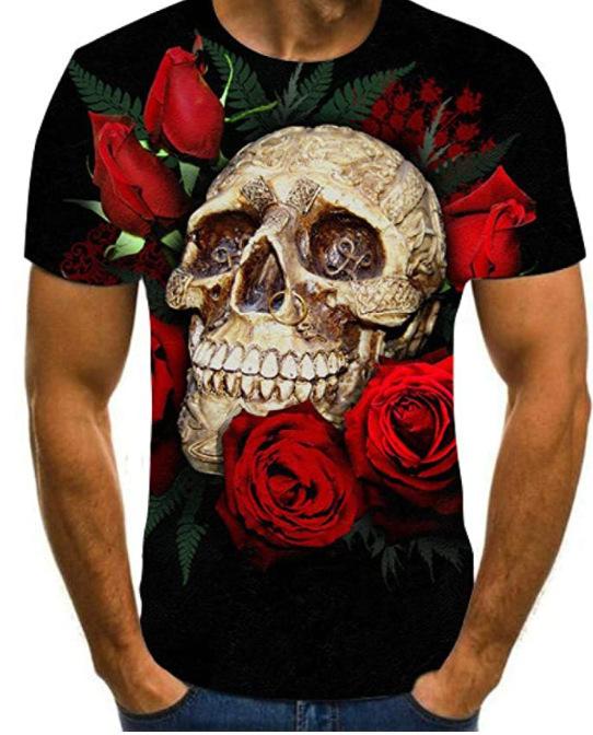 Cool Streetwear Short Sleeve T-Shirt, Skull Flame Graphic, Stylish and Unique