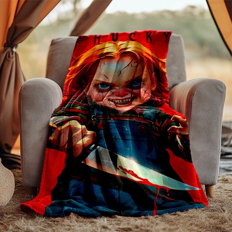 Chucky Flannel Blanket Soft Warm All-Season Throw, Design for Camping, Car Travel, Hiking Sofa, Bed, Office Perfect Gift for Parties
