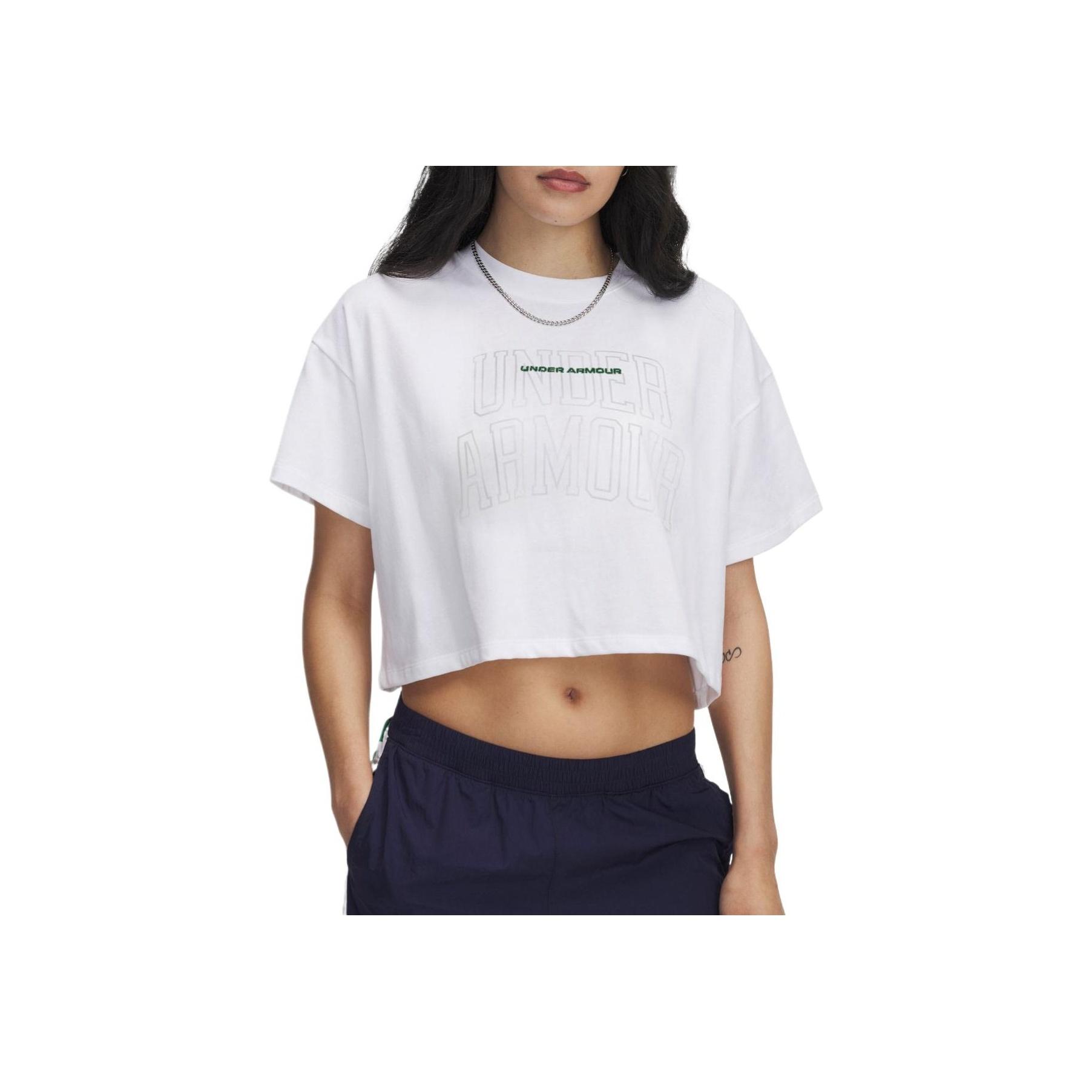 

Under Armour Женская футболка с коротким рукавом свободного кроя Varsity UA Белые топы 1389156-101 XL