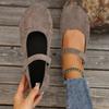 Spring and Autumn New Large Single Shoes with One Button and Shallow Mouth Small Leather Shoes for Women