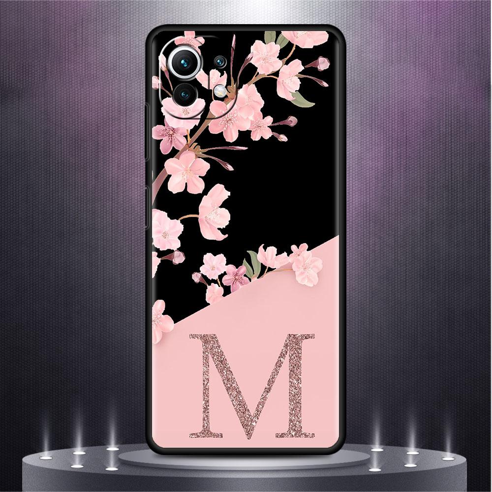 Case For Xiaomi Mi Poco X3 X4 NFC M3 Mi 11 11T 10 T 9T 12 9 10T Lite Silicone Back Phone Cover Custom Cherry Blossom Initial M