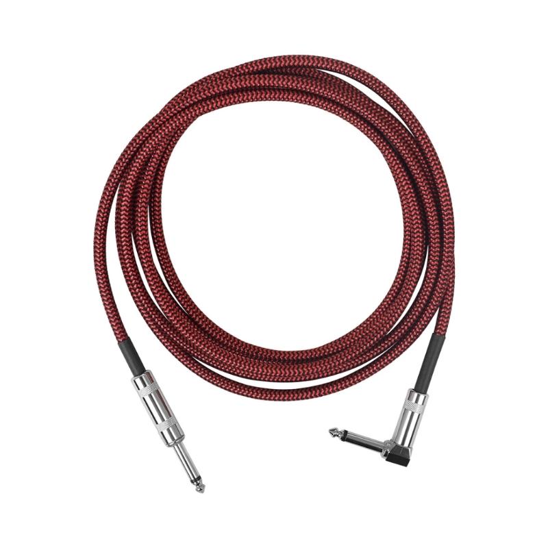 Guitar Cable, Straight to Right Angle 6.35mm Male TS Jack 1/4 Mono Inch Instrument Cable Cord for Electric Guitar, Bass 1