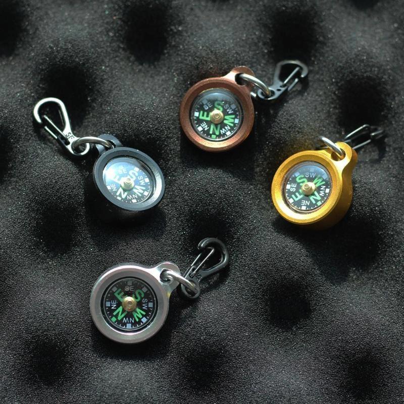 Mini Aluminum Alloy Compass Keychain Pendant Outdoor Hiking Camping Mini Portable Compass Bag Charm
