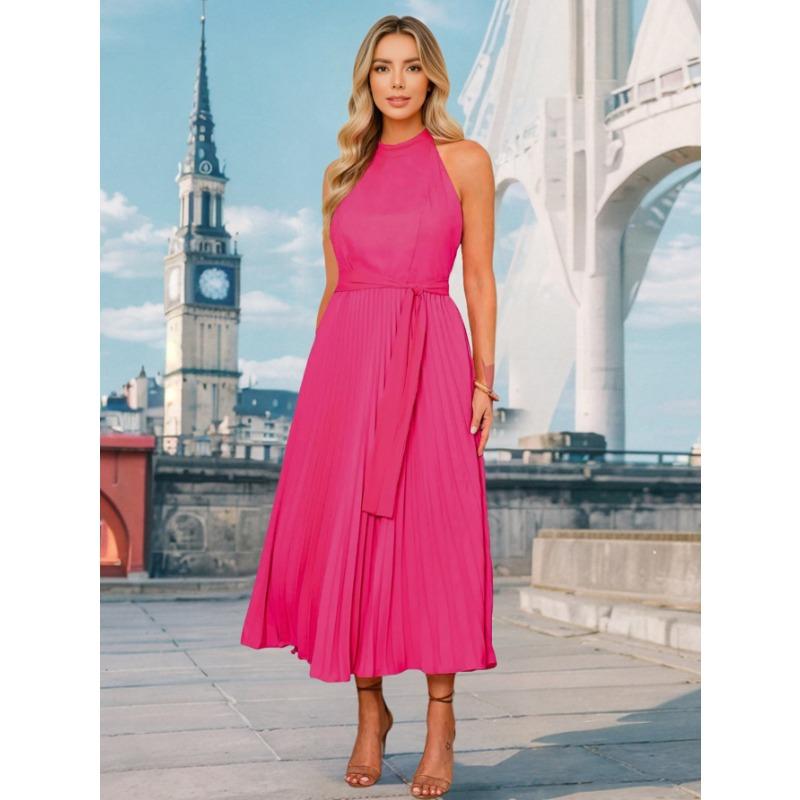 

Женское сексуальное стройнящее темпераментное трикотажное платье с подтяжками из тенселя в полоску, летнее платье XL розы красного