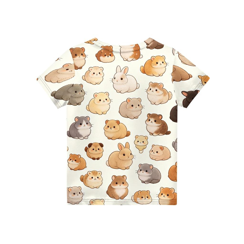 Kids Animal Print Crew Neck Short Sleeve Casual Loose Fit T Shirt Soft Comfortable Fabric Suitable for Everyday Wear