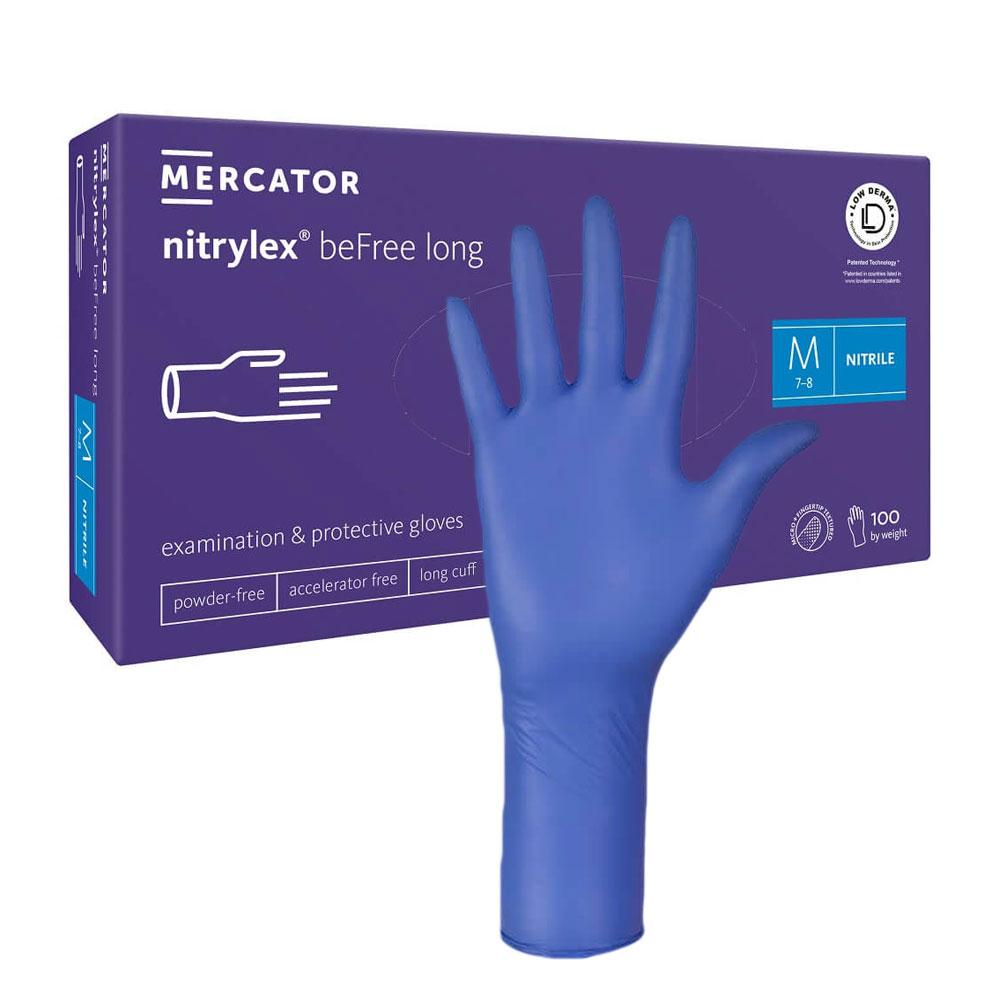 Nitrile Gloves Blue Mercator Nitrylex Befree Long 100 Pcs