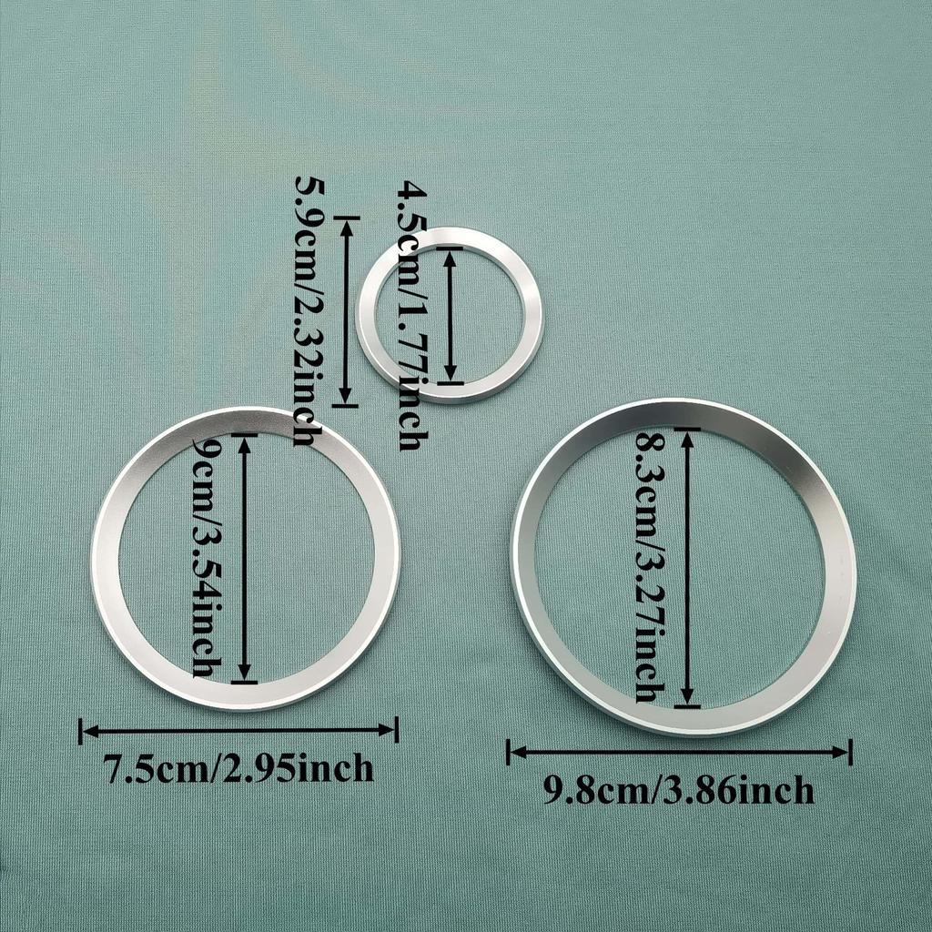 1Pc 3D Aluminum Car Steering Wheel Front Rear Black Emblem Badge Surrounding Ring Sticker for 45mm Logo/74mm Logo/82mm Logo