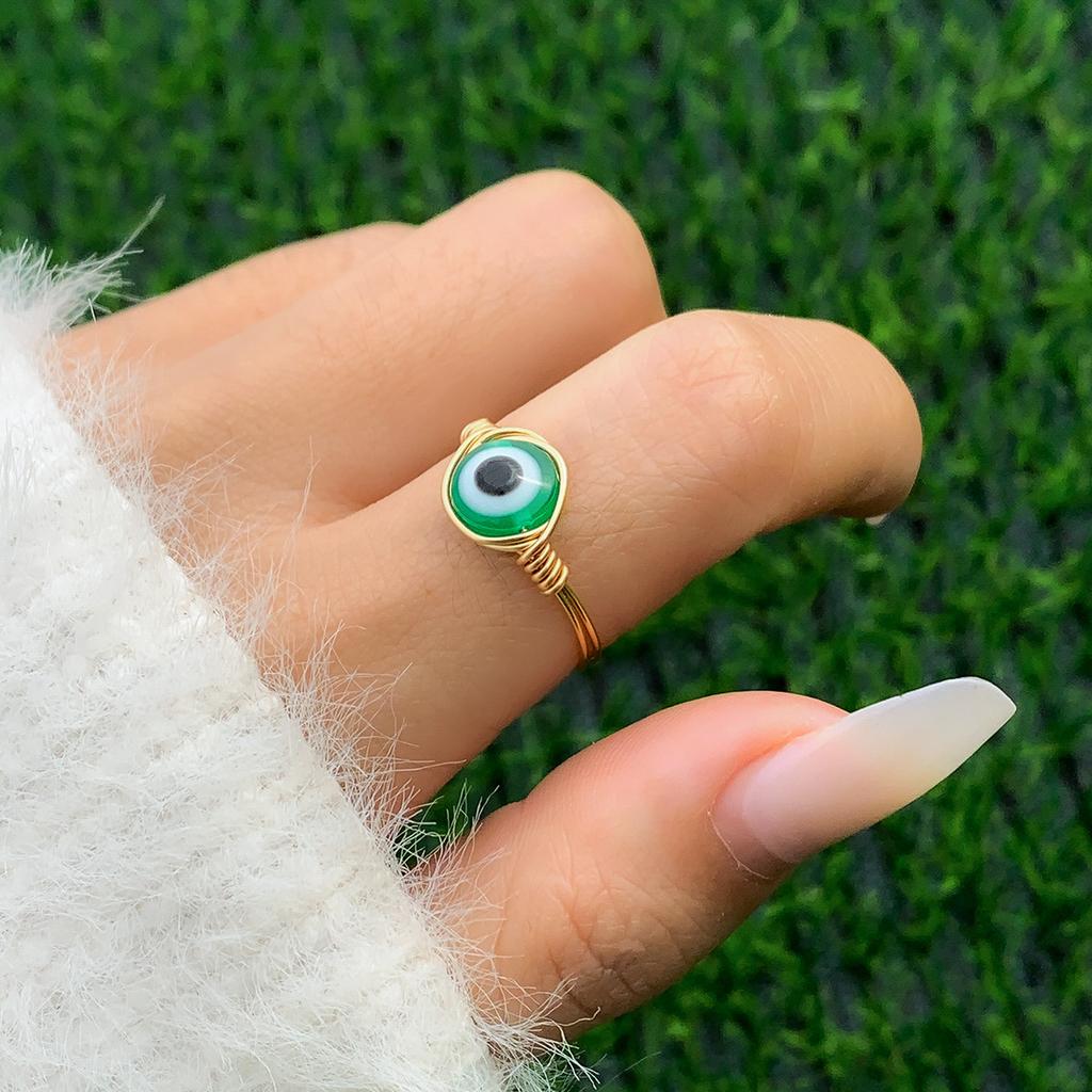 Creative And Simple Ethnic Style Eye Gravel Ring Female, Irregular Personality Luminous Ring