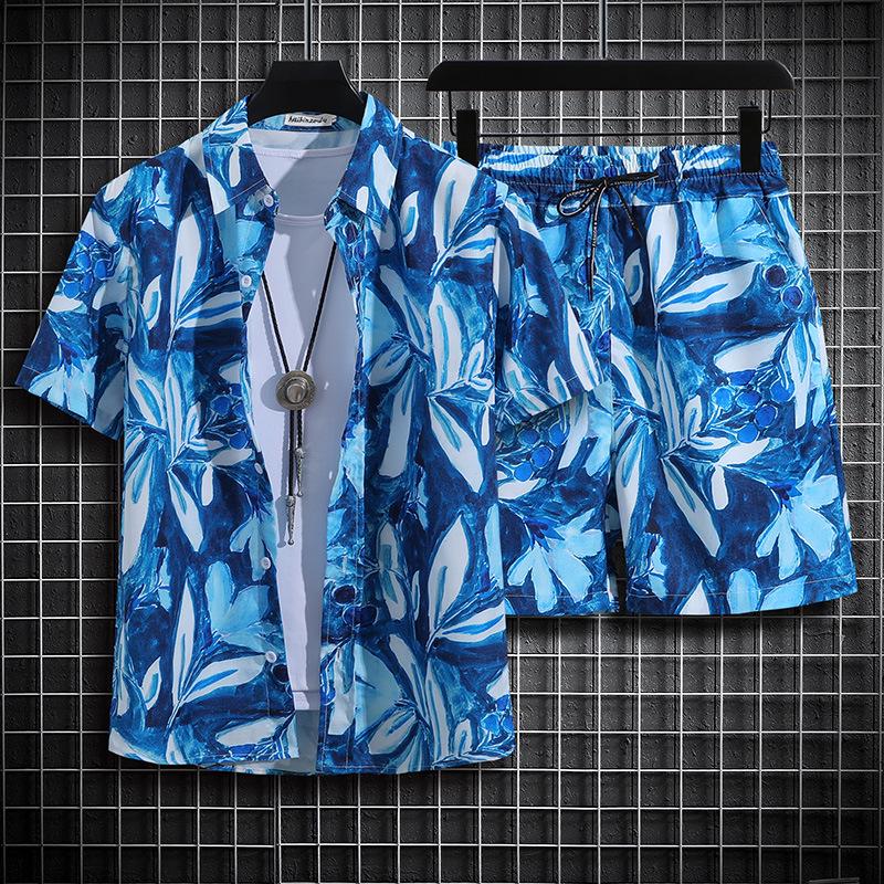 Men's Floral Beach Shirt & Shorts Set - Hainan Island Print, Plus Size, Perfect for Sanya or Hawaii Travel