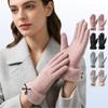 Women Fall Winter Windproof Touchscreen Thick Fleece Lining Daily Use Commuting Superior Warmth Cycling Gloves