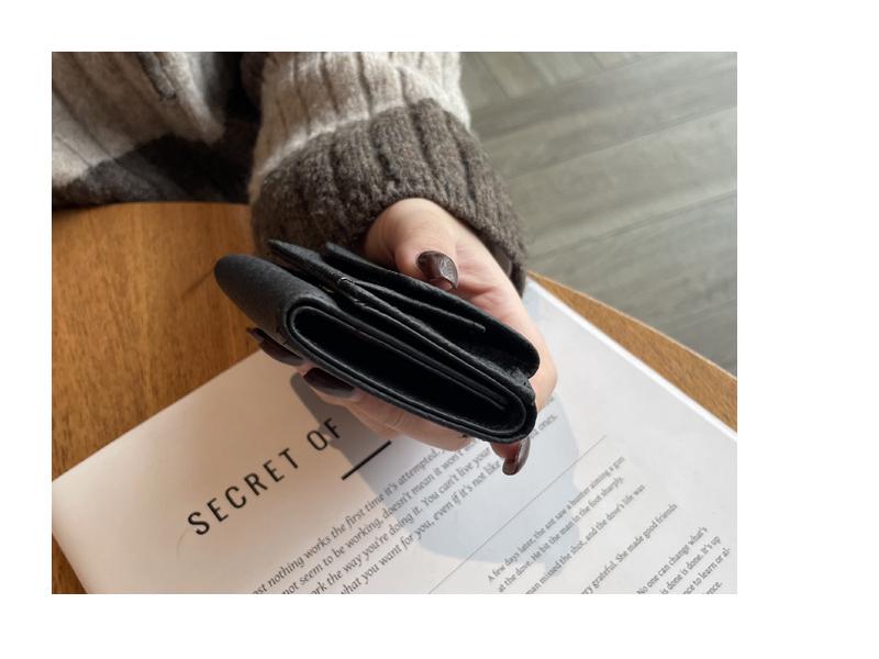 Portofel mini din piele pentru femei, cu triplă pliere, antifurt RFID, cu portofel pentru monede și suport pentru carduri