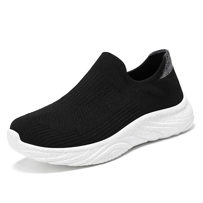 Men's Breathable Slip-On Sock Shoes, Odor-Resistant, Solid Color, Versatile Flyknit Shoes, Casual Couple's Wear