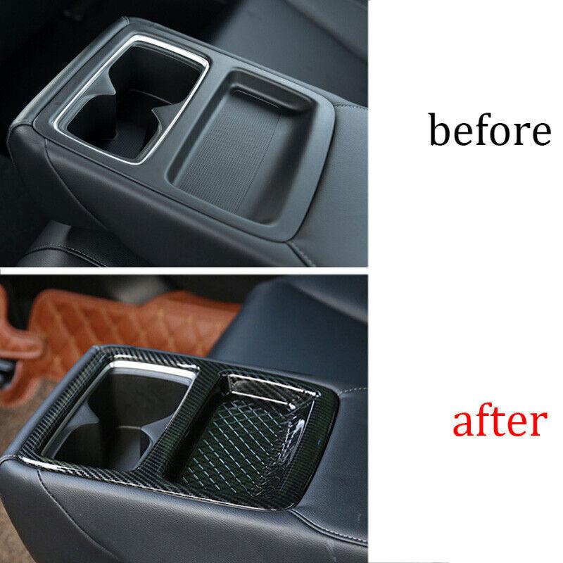 For Honda Accord 2018- Carbon Fiber ABS Trim Rear Armrest Water Cup Cover
