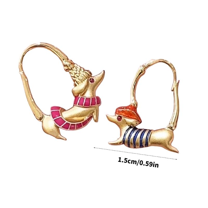 Playful Sausage Dog Stud Earrings Sturdy Alloy Material Comfort Fit Ear Accessories For Sensitive Skin
