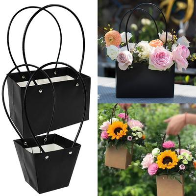 Tragbare Blumenbox Wasserdichtes Papier Handliche Tasche Kraft Handtasche Party Geschenkbox