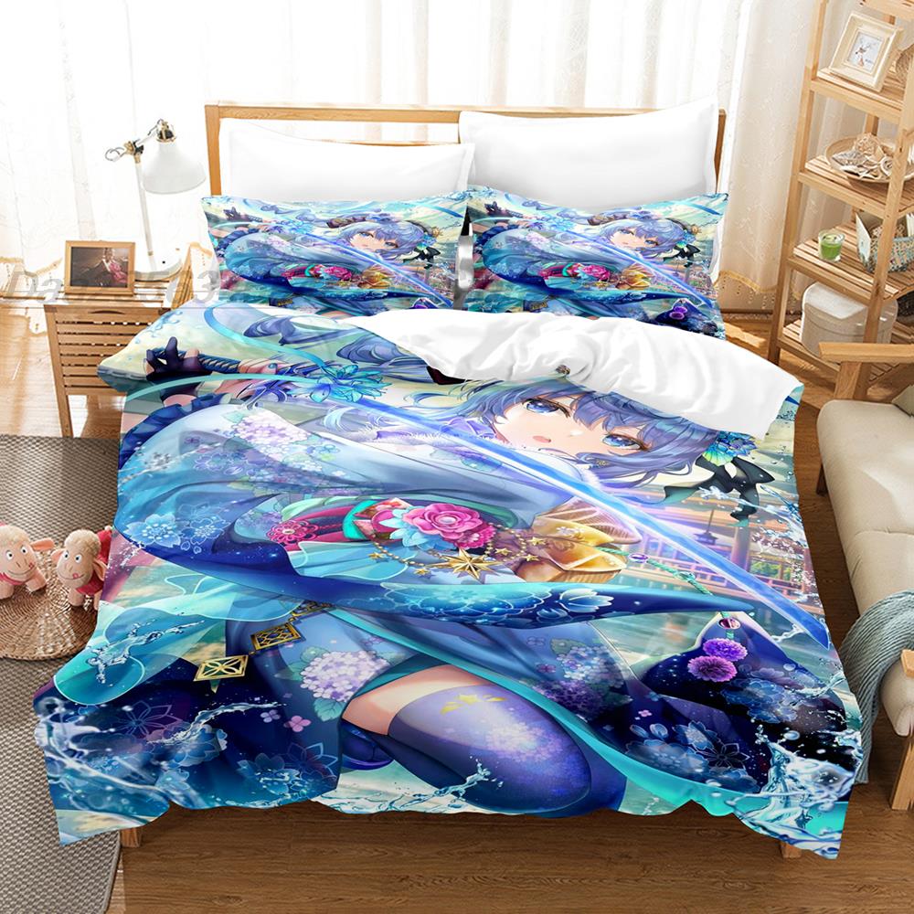 Hoshimachi Suisei Bedding Set Single Twin Full Queen King Size Bed Set Adult Kid Bedroom Duvetcover Sets 3D Anime Bed Sheet Set