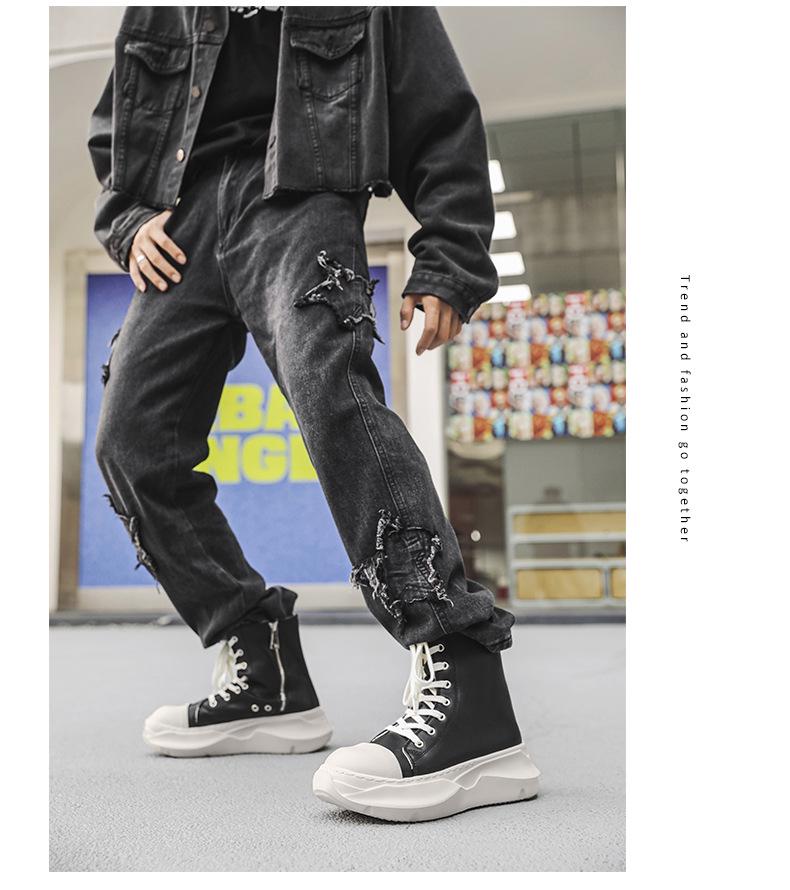 2025 Men's High-Top Thick-Soled Zipper Martin Boots - Fashionable and Versatile Autumn Footwear