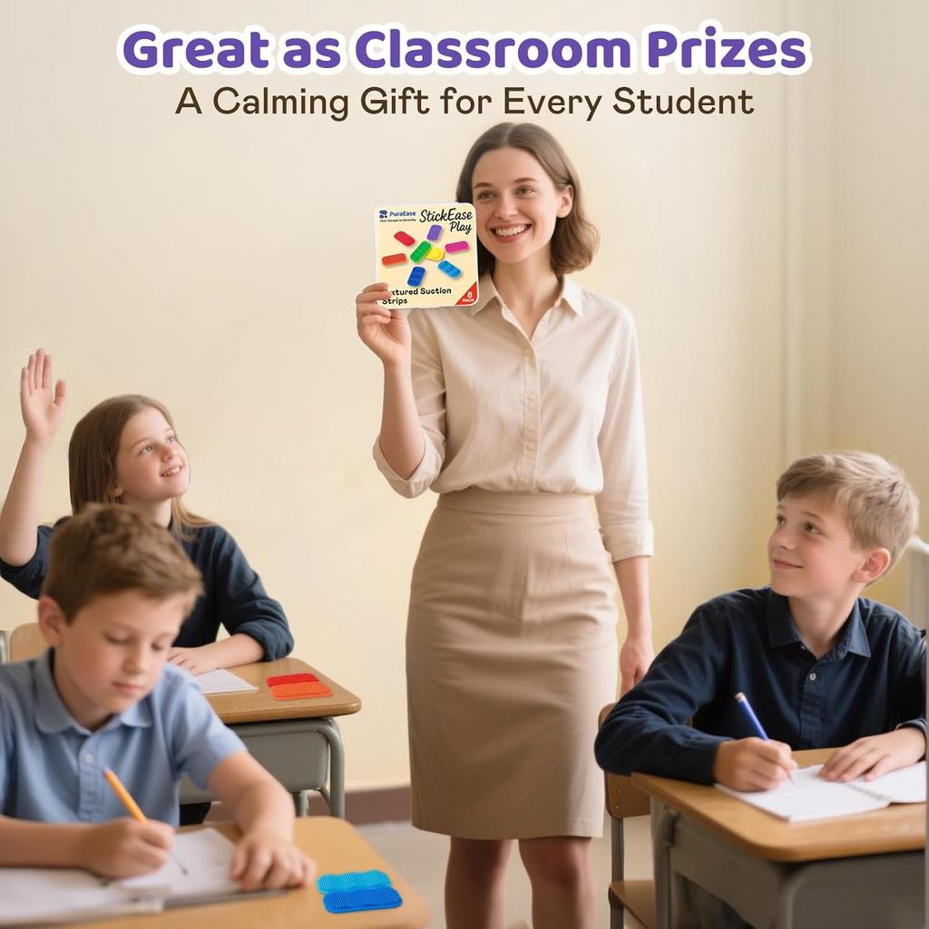 Bristle Tactile Sensory Calm Strips | Soft, Gentle & Rich Texture| 8PC | Suction Cup Toys for Kids | Autism, ADHD Anxiety Relief | Quiet Fidget Toys