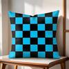 Classic Checkered Square Cushion Cover Natural Linen Organic Fabric DoubleSided Printing Couch Pillow Covers Home Decor