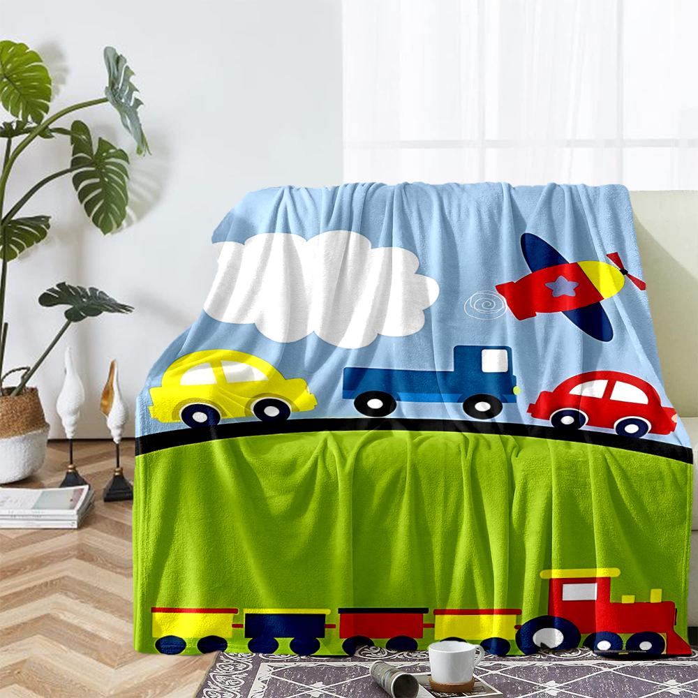Cute Cars Theme Printed Blanket - Perfect for Couch, Bed, Travel & Outdoor Use | Machine Washable, Cozy & Durable.