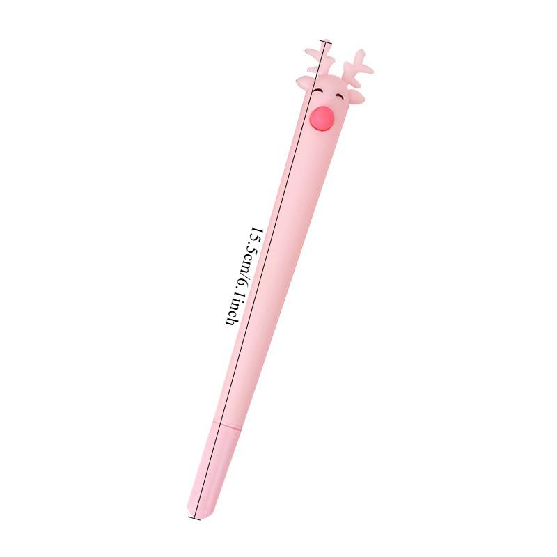 10Pcs Cartoon Soft Rubber Deer Neutral Pen Smooth Writing Suitable for Office Work Brush Problem Signature Diary Notes Student Classroom Prizes Friend