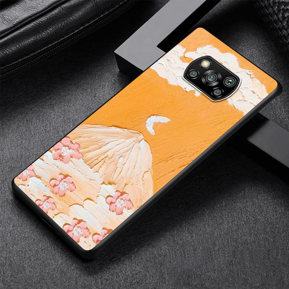Art Retro Oil Painting Flowers Phone Case for Xiaomi Poco X3 NFC M3 X4 Pocophone F1 M4 Pro F3 GT Soft Silicone Black Cover Shell