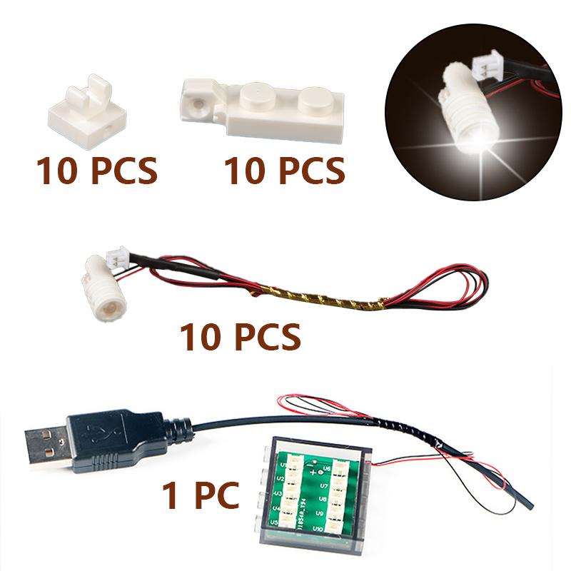 

10 шт. терминал светодиодный прожектор MOC настольная лампа многофункциональный прожектор «сделай сам» черный строительный блок 1220101-WW
