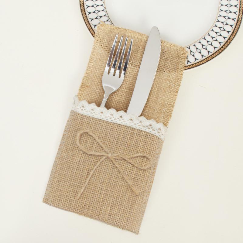 Lace Linen Christmas Tableware: Knife & Fork Set for Weddings & Parties