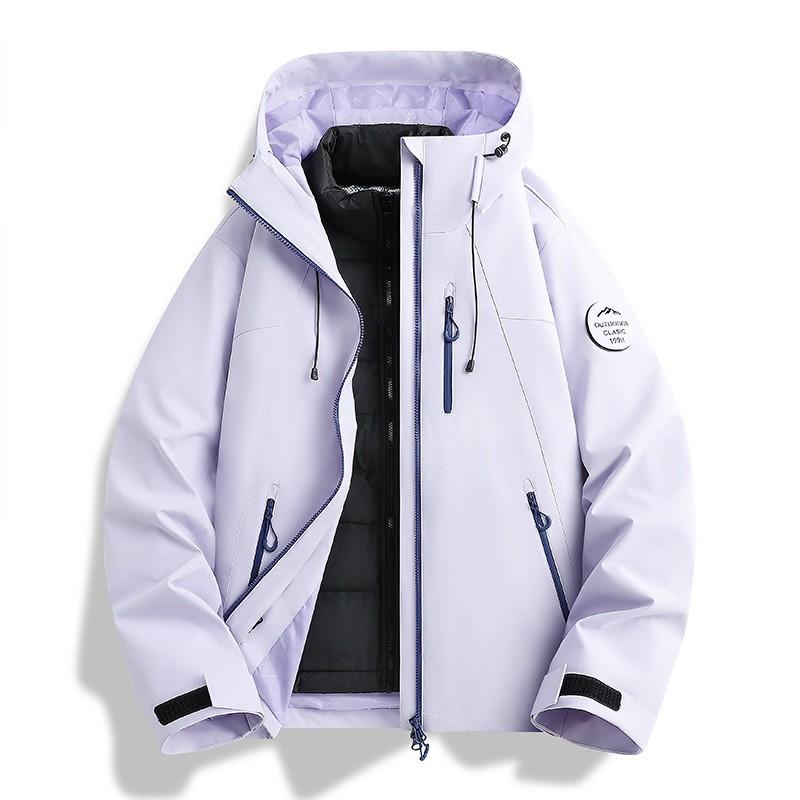 Mens Womens 3-in-1 Waterproof Windproof Hiking Jacket With Removable Down Liner Outdoor Trekking Camping Cycling