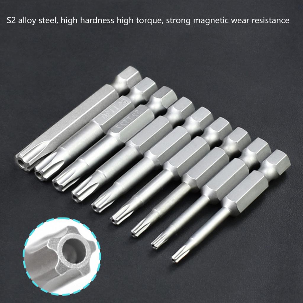 10Pcs Blossom Head Screwdriver Bit Set Magnetic Drill Bit Extension Holder 1/4inch Hex Shank Security 50mm