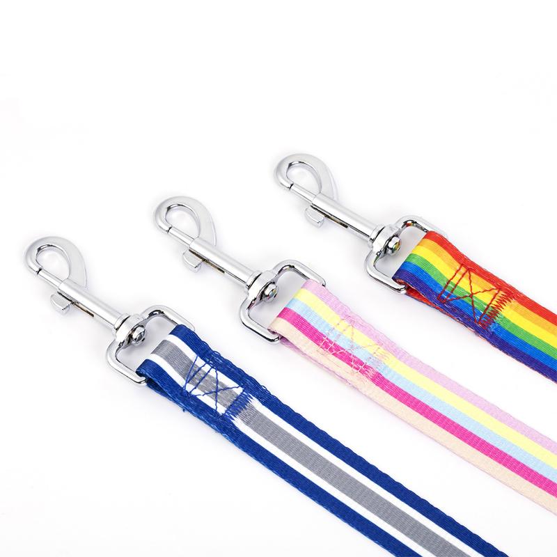 Rainbow Walking Dog Rope Large Medium And Small Traction Rope Snap On Pet Collar Nylon Strap Woven Dog Pet Accessories