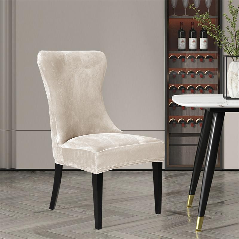 4Pcs/Set Soft Velvet Chair Covers Elastic Dining Chair Slipcovers Stretch Spandex Chair Seat Cover for Hotel Home Living Room