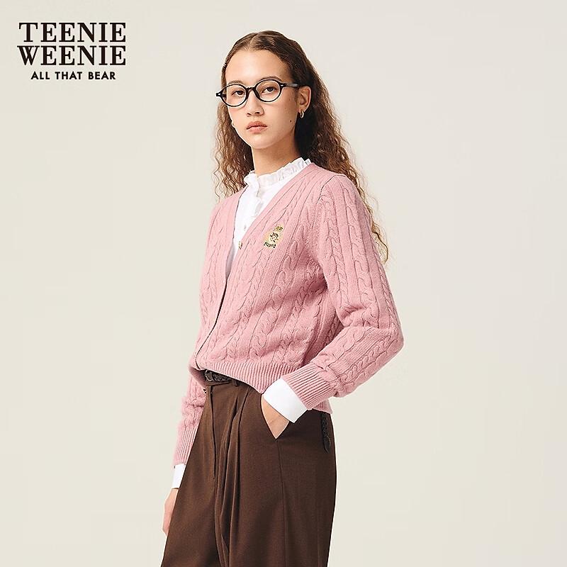 Teenie Weenie Women's College Style Loose Fit V-Neck Knit Sweater