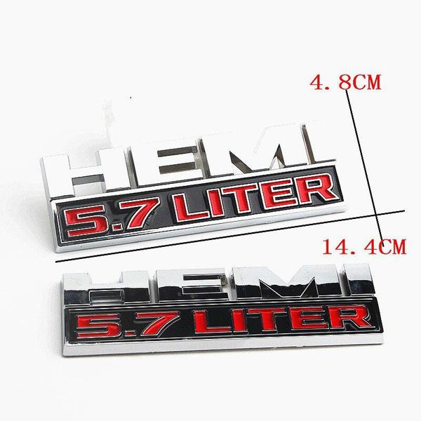 1PCS HEMI 5.7 Liter Car Sticker For Rear Trunk ABS 3D Badge Emblem Modification Decal Displacement Label