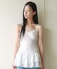 ROLAROLA Lace Frill Sleeveless Top White