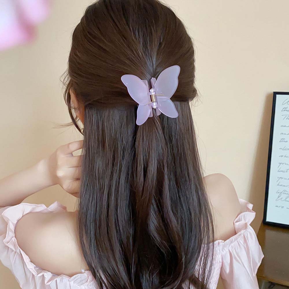 Banana Clip Butterfly Hair Clip Acrylic Hairpin Large Shark Clip Frosted Butterfly Hair Claw  Girls