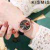 Relógio Feminino Moda Relógio de Quartzo Coração de Pêssego para Mulheres Pulseira de Couro Fosco Relógio de Pulso Feminino Relógio Casual de Vestir Presente para Ela