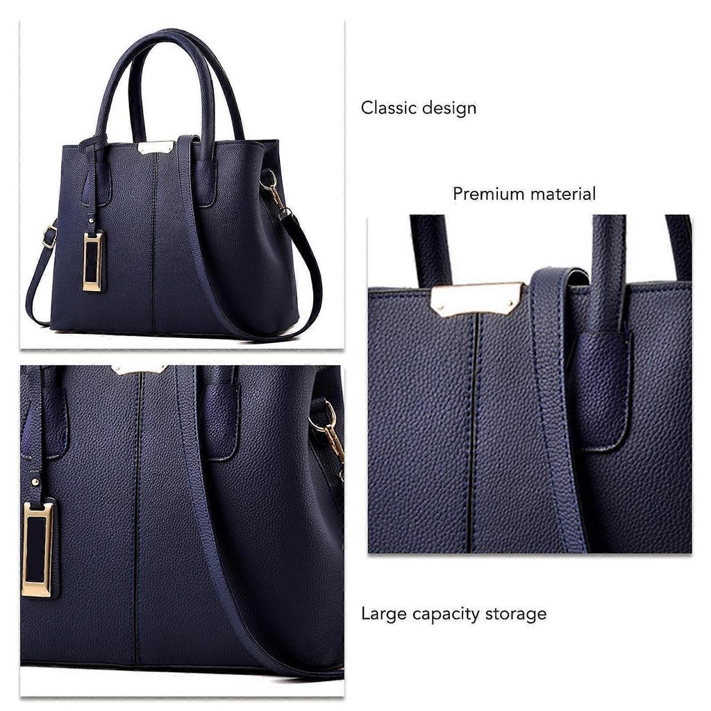 Fashionable Blue PU Leather Women’s Handbag 29x22x13cm Large Capacity