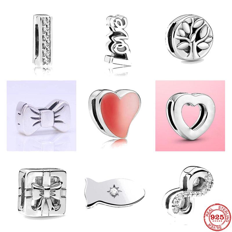 2022 New 925 Silver Reflections Clip Beads Charms Family Tree Fish Love Diy Beads Fit Original Women Bracelet