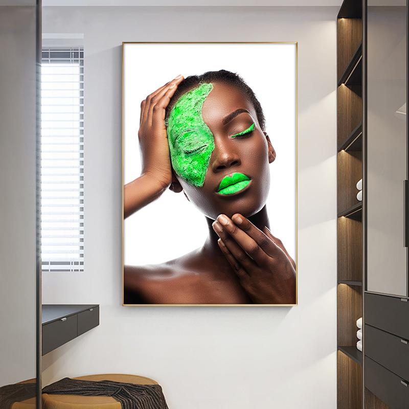 

Черно-зеленая обнаженная африканская женщина-художник картина маслом на холсте плакаты и принты скандинавский куадрос настенная картина для гостиной