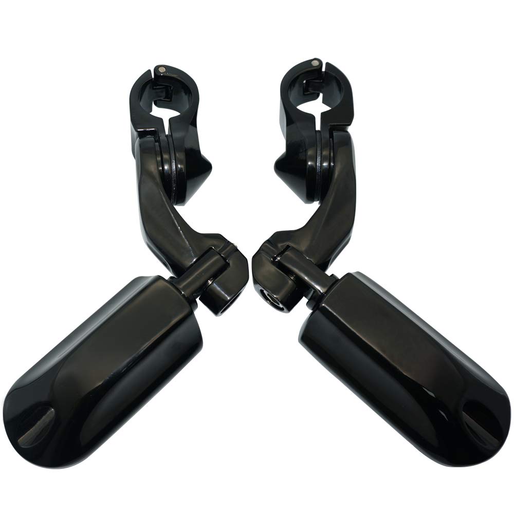 FOVPLUE Highway Motorcycle Adjustable Angle Highway Footpegs for Road Road Street Electra and 1 Highway Black 1.25" Pegs, Harley-Davidson Touring,