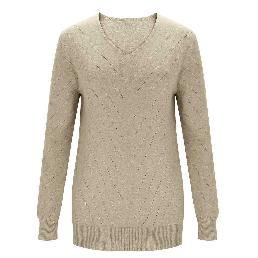 2025 European & American Autumn/Winter V-neck Long Sleeve Knitwear for Women: Fashionable & Comfortable Pullover